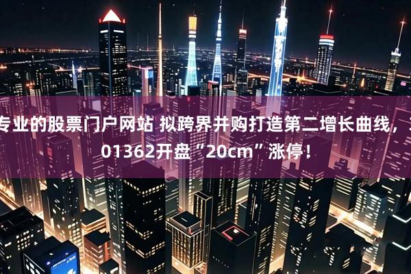 专业的股票门户网站 拟跨界并购打造第二增长曲线，301362开盘“20cm”涨停！